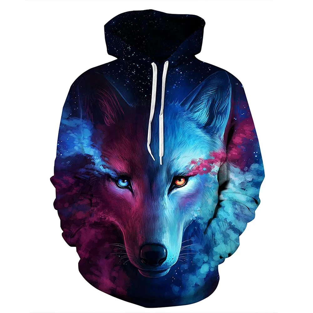 

Cailian Drop shipping custom all over print Wolf head Unisex 3D Novelty mens Hoodies, Customized color