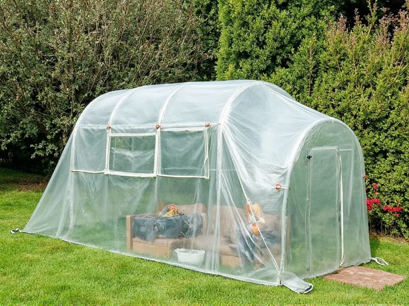 Mini greenhouse with removable shade cloth for summer
