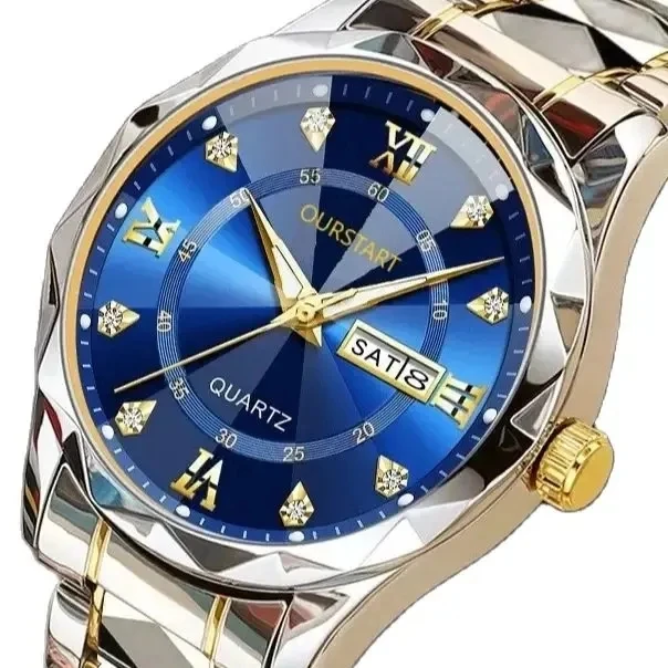New Luxury Men's Stainless Steel Calendar Quartz Watch Famous Brand Oval Sporty Style for Casual Business Wear Relogio Masculino