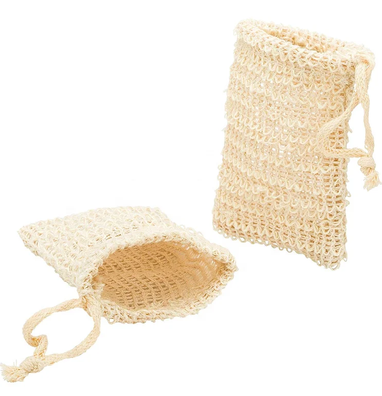 

Natural Fiber Soap Bags Saver for Foaming Organic Exfoliating Sisal Soap Bag With Pouch Holder for Shower Bath 9x14cm, Natural color