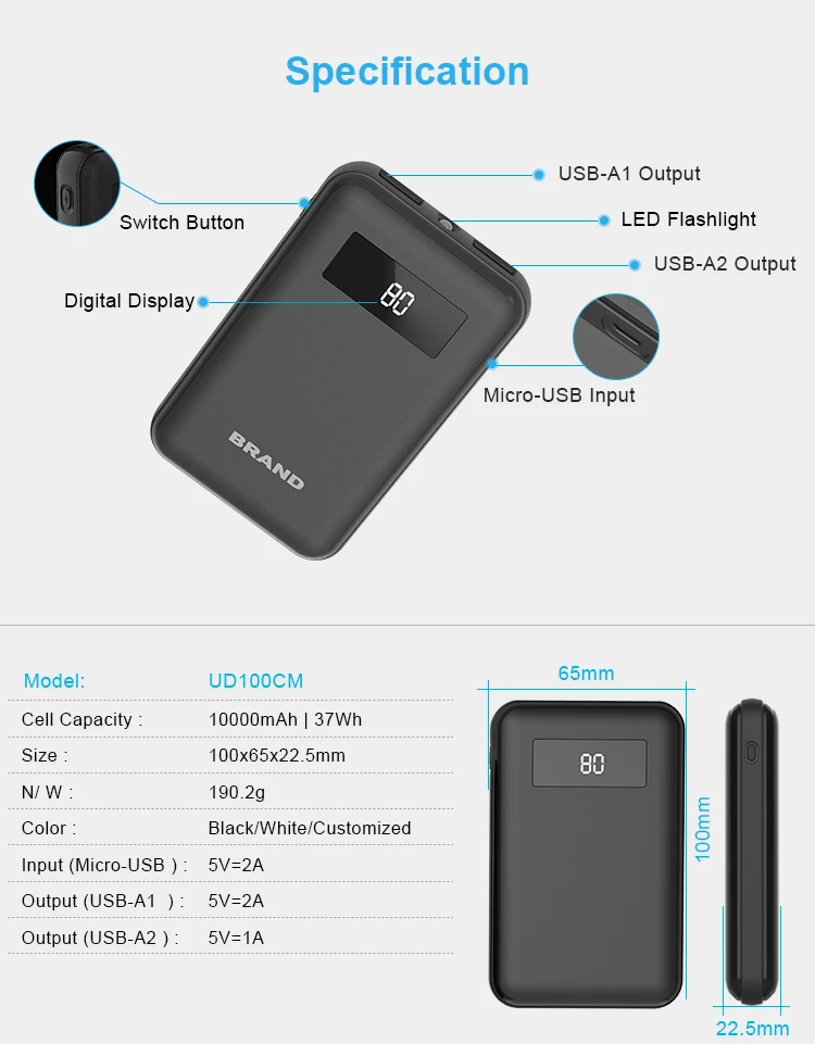 High Capacity Dual USB Mobile Phone Led Flash Light Power Bank 10000mah - ANKUX.COM