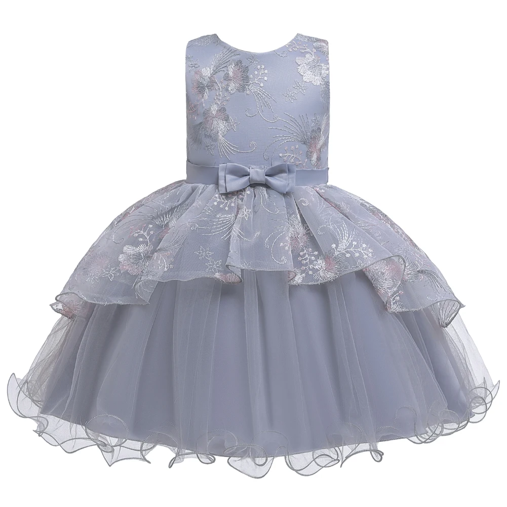 2018  Baby Girl Clothes Flower Dress White Baptism Frock  Newborn Girl Christmas Christening Birthday Dress