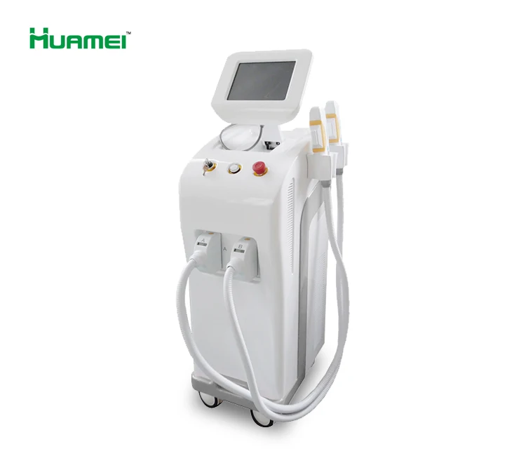 

Vertical SHR laser hair removal machine with 2 IPL handpieces