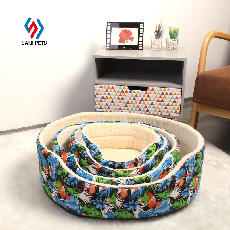 

Saiji whole set pet dog bed for sale new design portable calming plush donut fluffy animal nest, Color, customized color