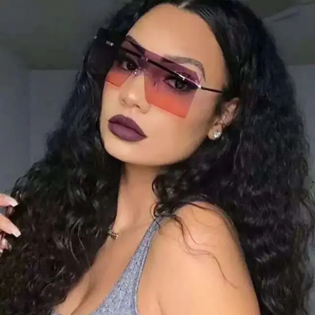 

Square Eyewear Women Sun Glasses Oversized Square Rimless Sunglasses