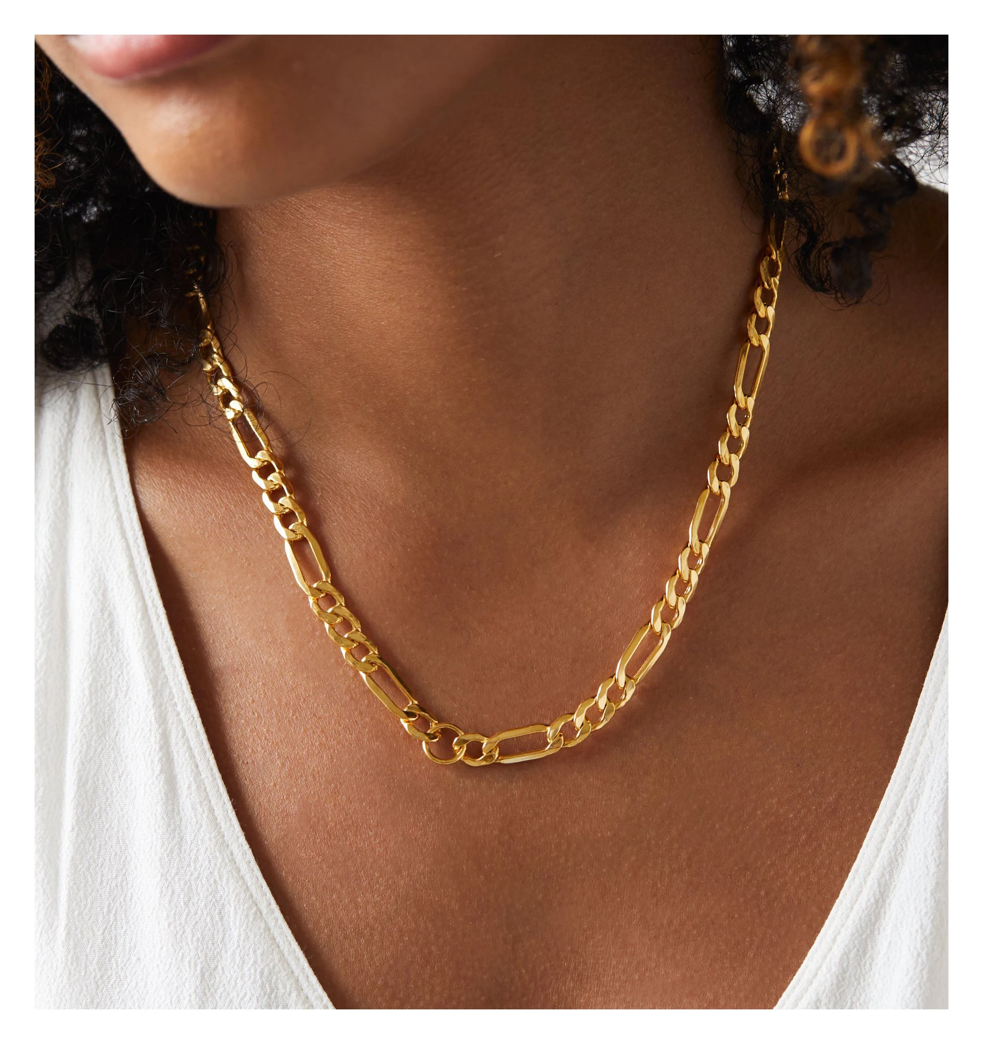 

Trendy Minimalist 316L Stainless Steel Link Chain Choker Silver Gold Chunky Figaro Chain Necklace For Women Men, Gold,silver