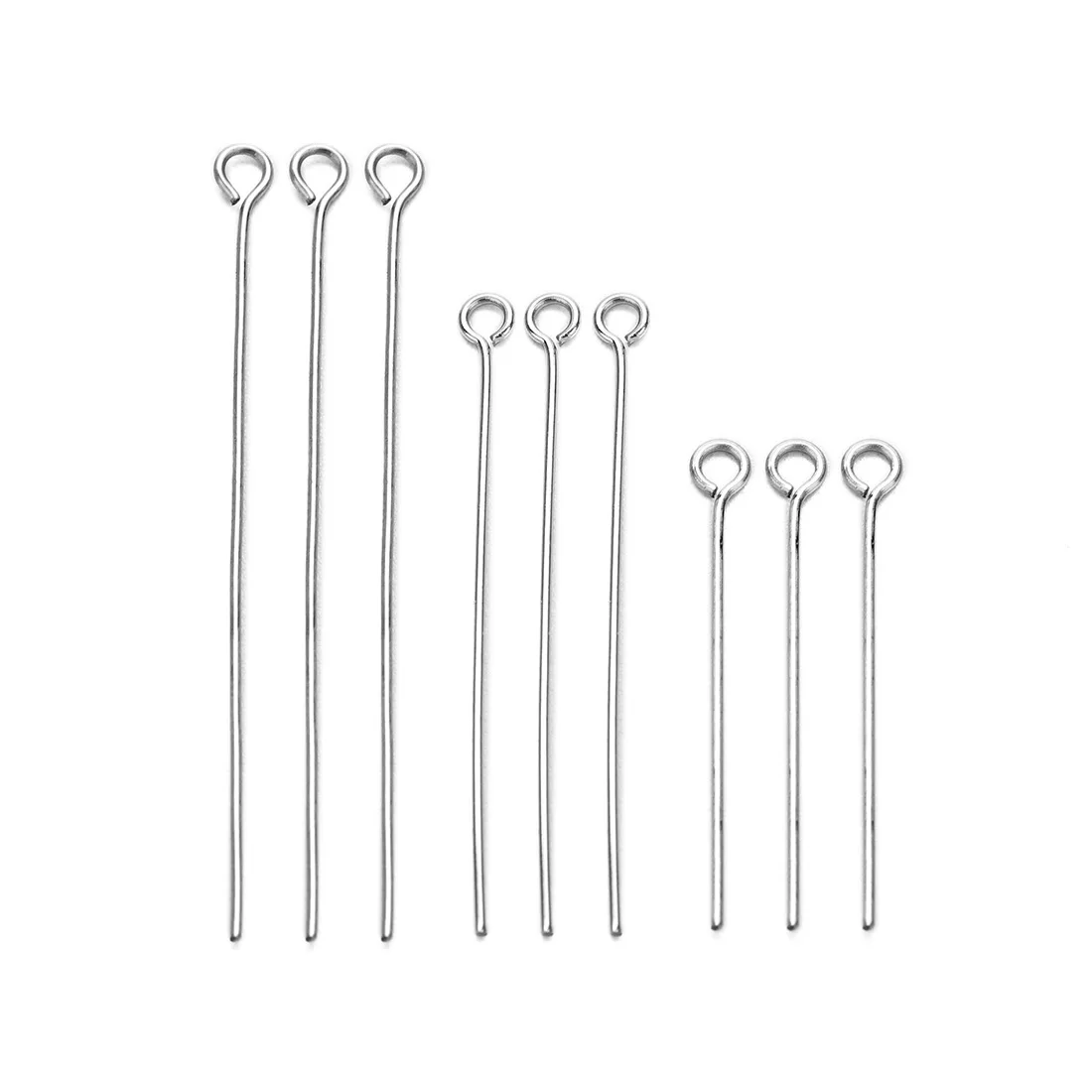 10000Pcs/Bags Size 0.5mm 0.6mm 0.7mm Stainless Steel Silver Eye Pins Needles for DIY Jewelry Making Necklace Bracelet Findings