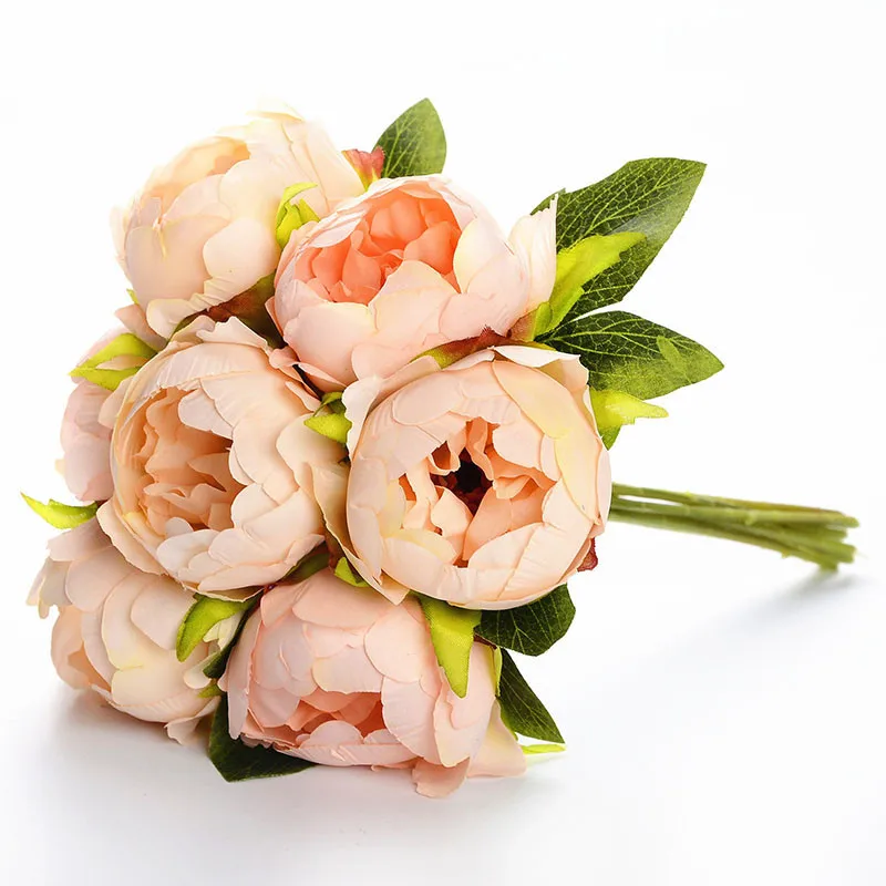 

Factory supply silk 13 heads flower bouquet artificial peony for wedding and home party decoration
