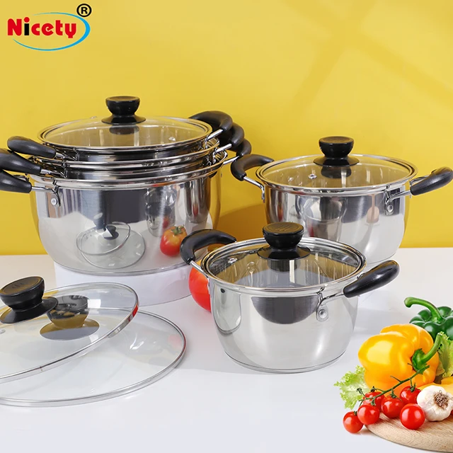 

6pcs happy baron stainless steel kitchen queen cookware set