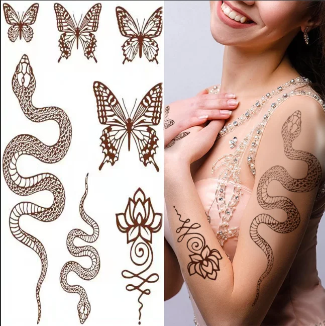 

Henna Tattoos Body Art Paints Tattoo Sticker Lace Temporary Tattoos for Girls Women Mandala, Elephant, Dreamcatcher Patterns