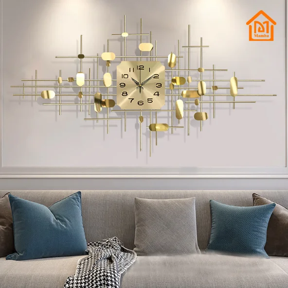 

Innovative metal net and dots decor wall mounted gold wall clock