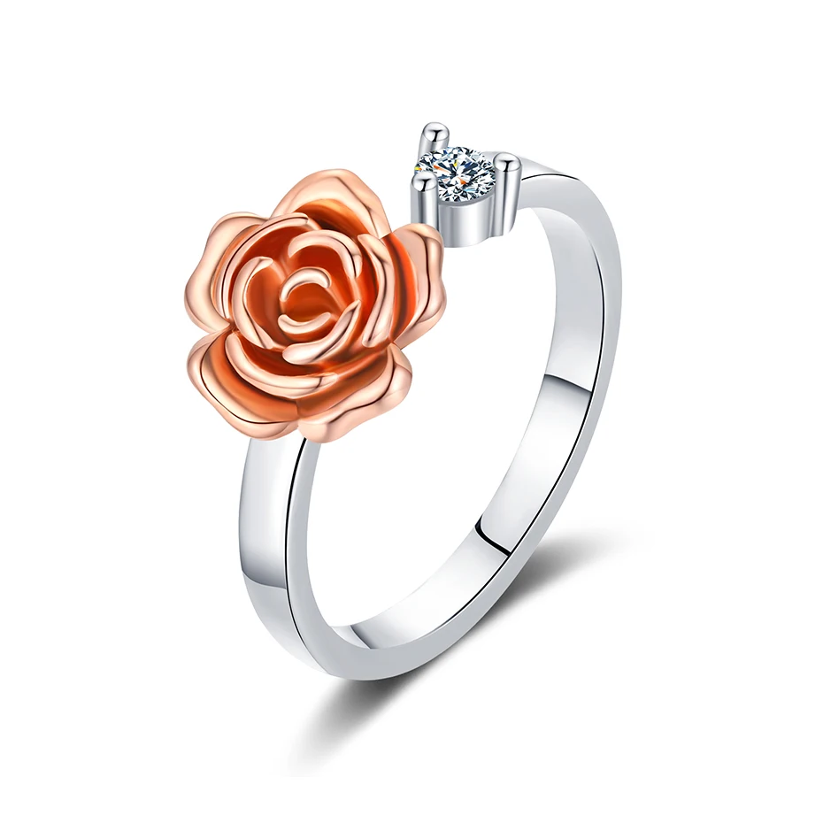 

Rose Valley Rose Flower Rings Resizable Amazon Wedding Ring Hot Sale Women Jewelry Gift Custom Party Diamond OEM Jewelry RRR002