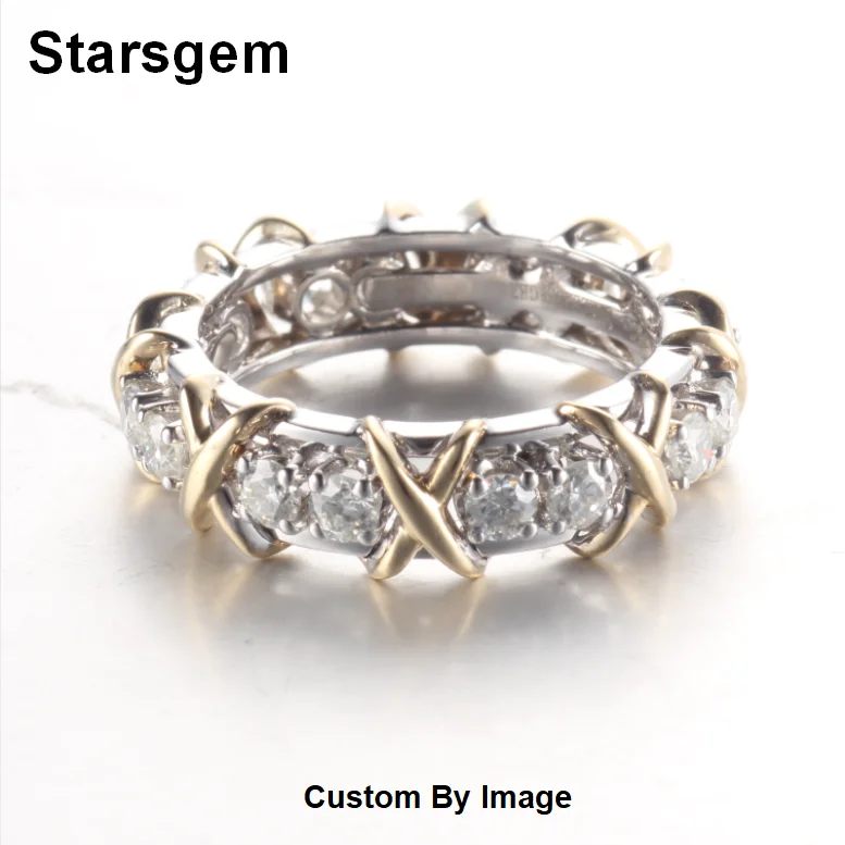 

Starsgem Custom Jewelry White & Yellow Solid Gold Lab Grown Diamond Band Ring