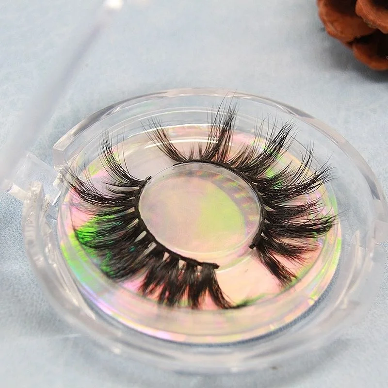 

Wholesale Empty Plastic Lash Case 25mm 3D Mink Eyelash Round Clear Crystal Lash Box