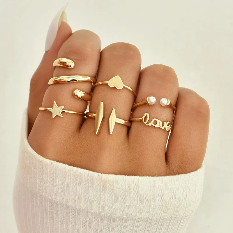 

Fashion gold star ring set for women Wholesale N2108243, Picture