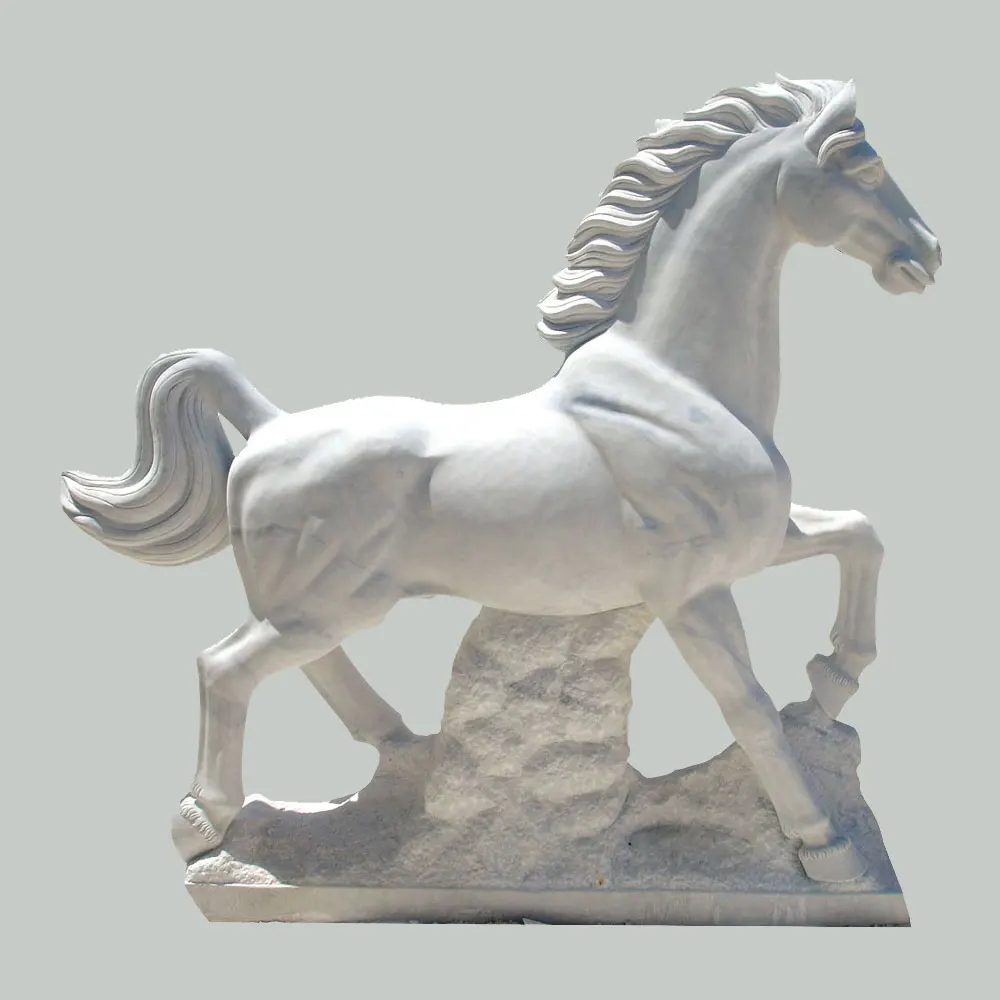 Sculpture De Cheval En Pierre De Marbre Blanc,Taille De Vie,Meilleure
