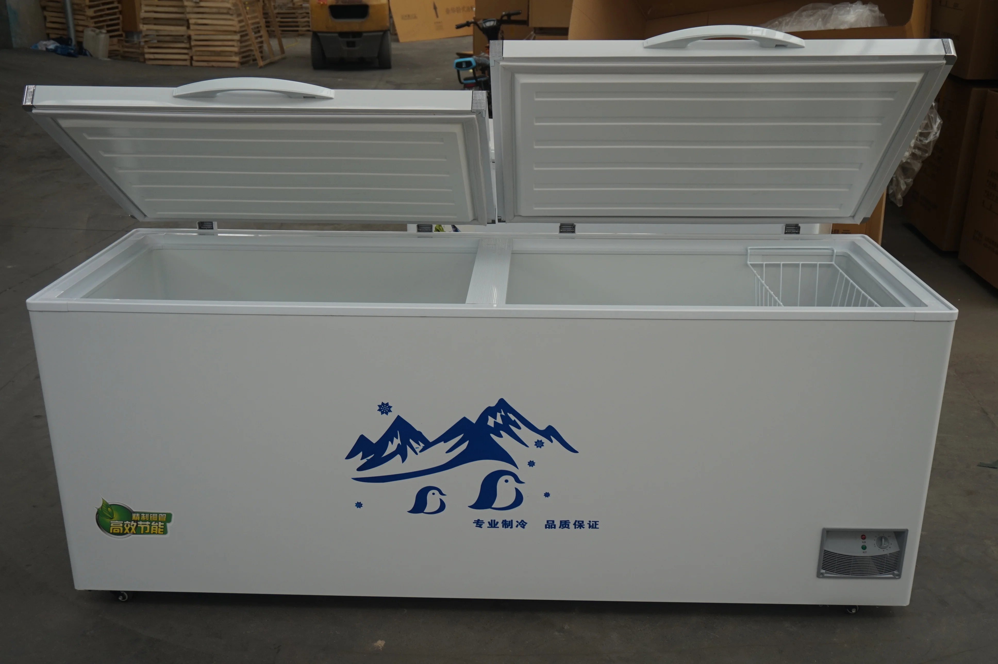 Stock 23.2cu Ft 658l Top Open Single Folding Door Compressor Deep Chest