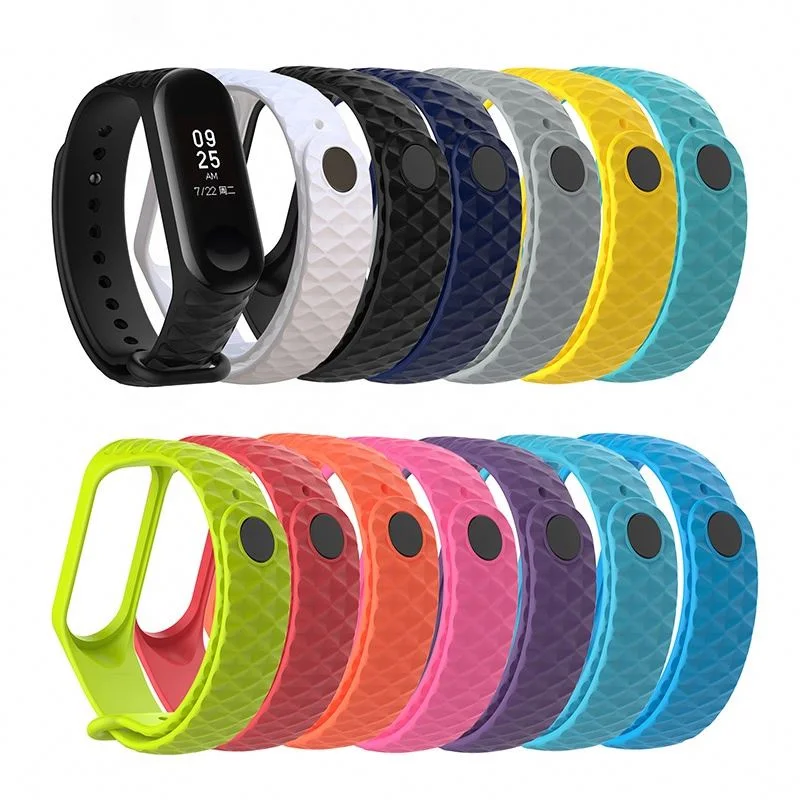 

NBBelden Silicone Diamond Strap for xiaomi mi band 3/4 strap Smart watch bands, Black,pink,white,orange,blue,deep blue