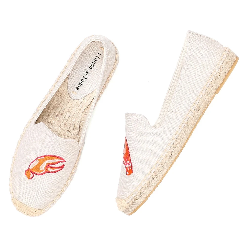 

Hot sale fashion exquisite embroidery ladies flat non-slip espadrilles ladies casual shoes loafers, Picture