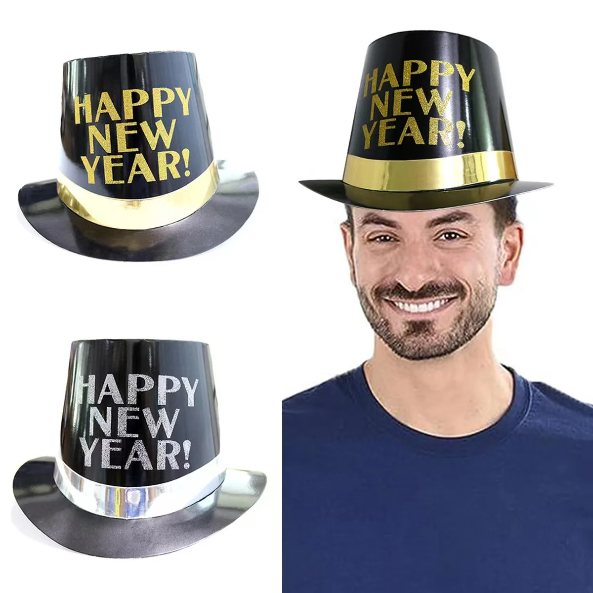 

2024 New Year decorative hat New Year party cowboy hat New Year party magician hat