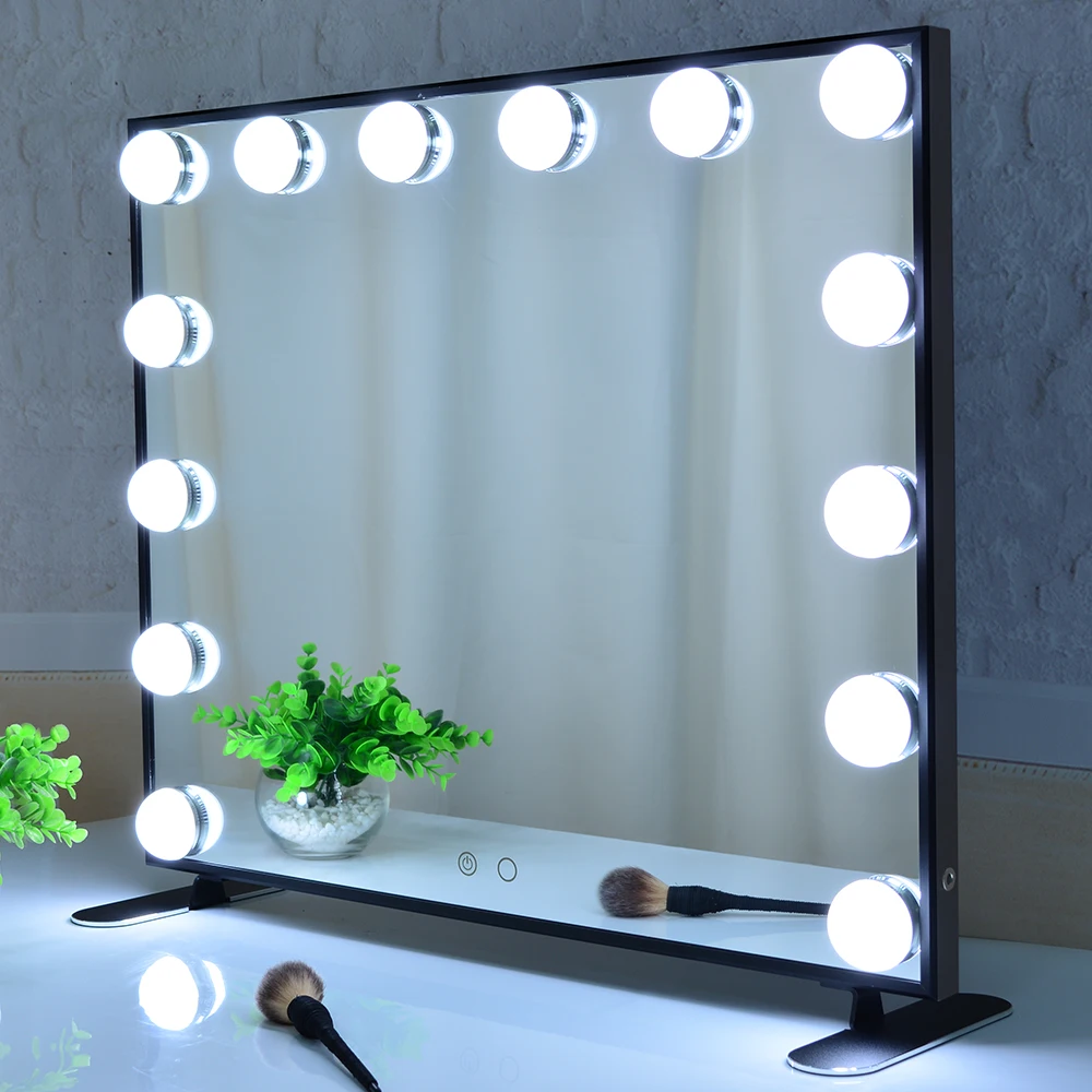 

Beautme Wholesale Large Vanitie Mirror Tabletop Big Hollywood Vanity Mirror Makeup with 14 lighted bulbs, Silver,black,rose gold