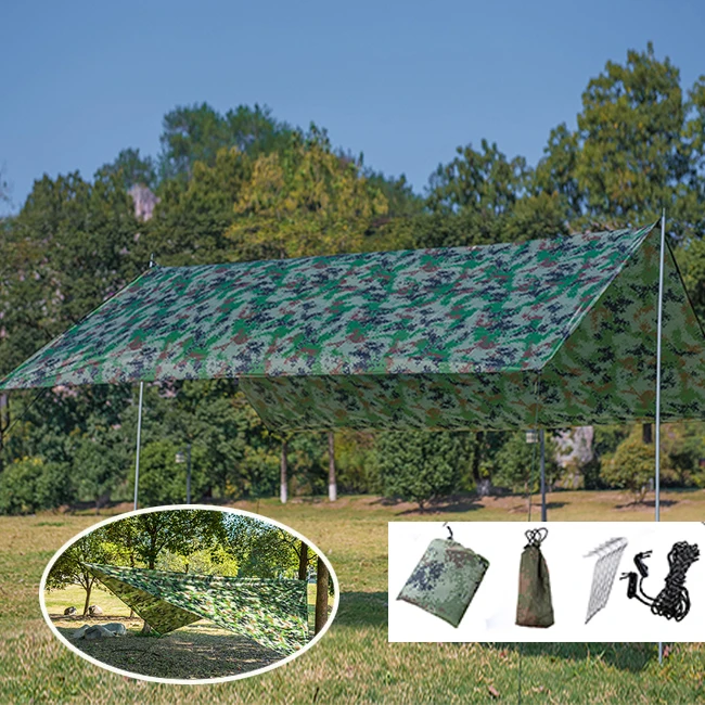 

Portable Lightweight Waterproof Rain Fli Tarp Rain Fly Tent Tarp Shelter Sunshade Hammock tarp, Army green/camflouge/blue