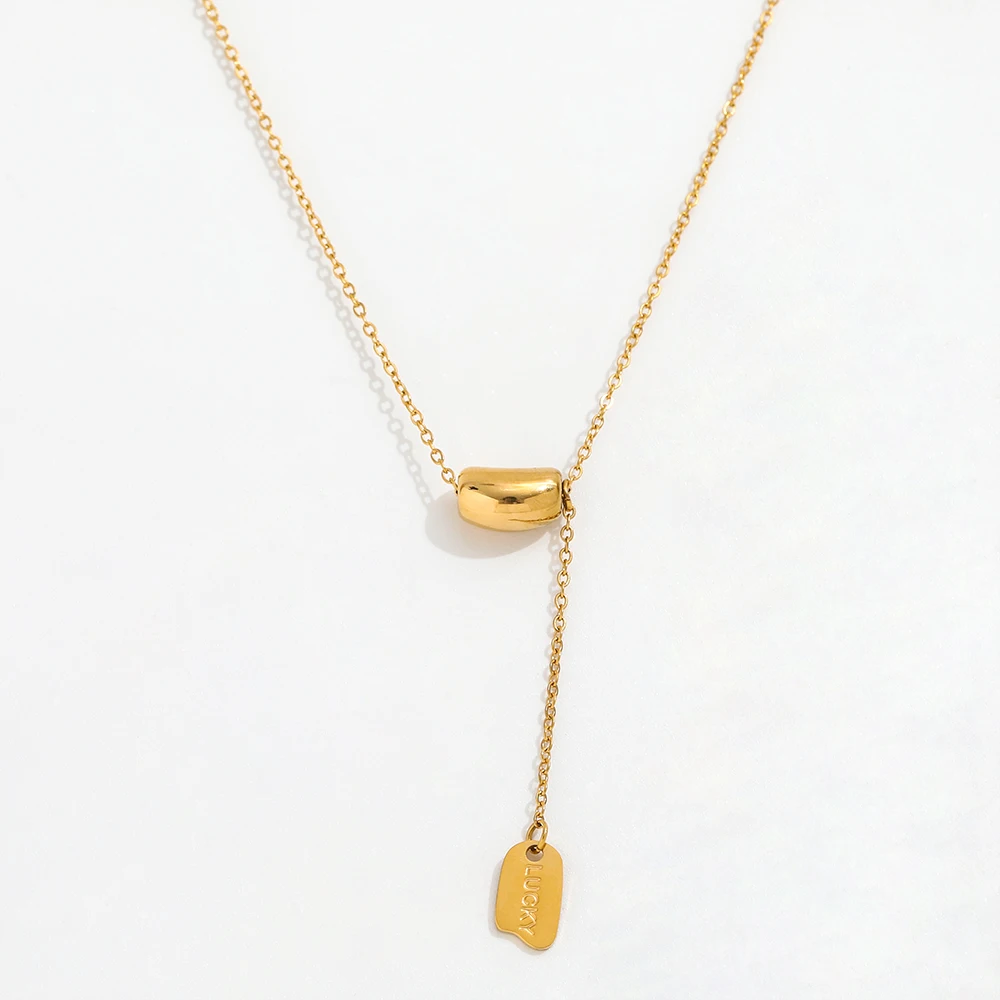 Tarnish Free Joolim 18k Gold Plated Dainty Luck Pendant Necklace Stainless Steel Necklace