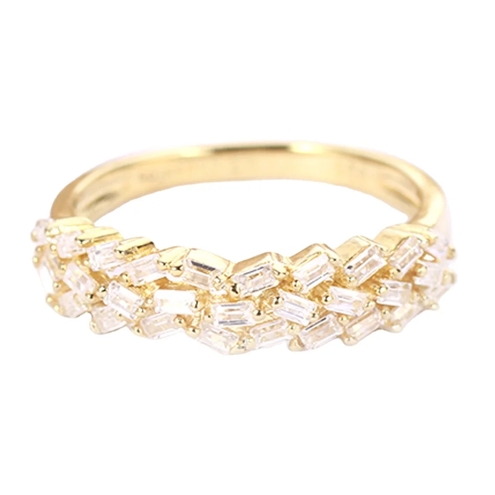 

Square Shape ES1.2*2 Luxury Wedding Ring Indonesia Gold Colored Silver Jewelry