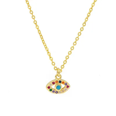 

Hot Sale Gold Plated Micro Inlay Zircon Evil Eyes Necklaces Colorful Cubic Zircon Demon Eyes Necklace For Children