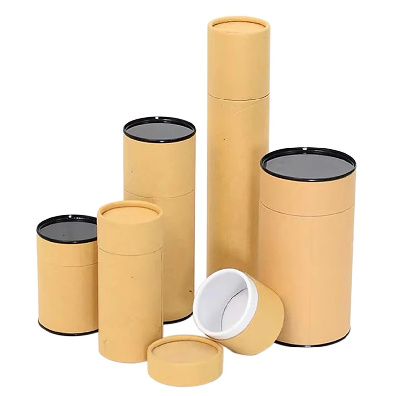 Star Packaging Tea Tin Lid Canister Packaging Cardboard Box Cmyk Printing Rolled Edge Paper Cylinder Tube