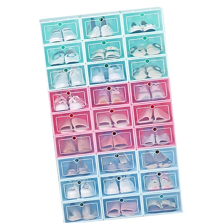 

Wholesale Stackable Storage Bins Wholesale Pp Shoe Packaging Box, Multi-Function Plastic Basket Shoe Box With Window, Blue, pink, white, green or customized