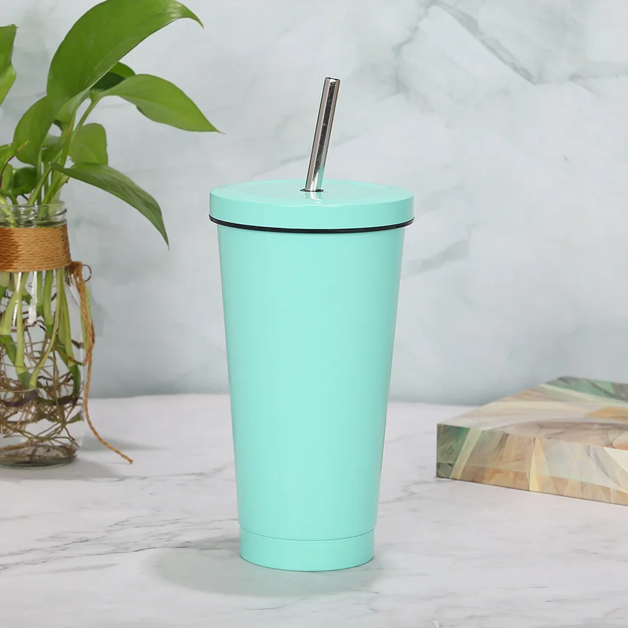 

Wholesale high quality double wall stainless steel Vacuum insulated Tumbler coffee mugs thermal coffee cups with straw, Available colors or custom colors