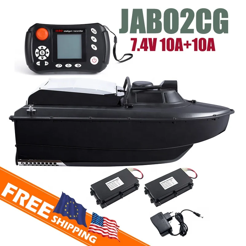 

Europe German warehouse Free shipping JABO2 2CG 7.4V10A Two Li batteries sonar fish finder lures fishing autopilot bait boat gps, Black