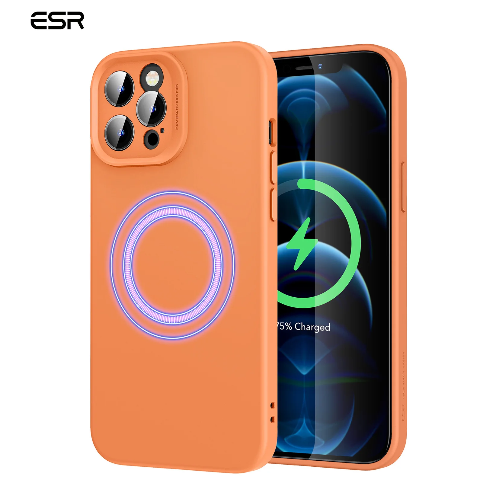 

ESR Supports MagSafe/Wireless Charging Silicone Case For iPhone 12 Pro Max with HaloLock Magnetic Ring