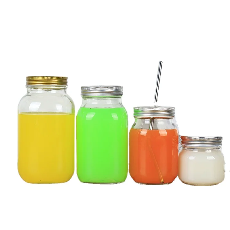 

factory price wholesale transparent storage honey food screw metal lid glass mason jam jar 600ml
