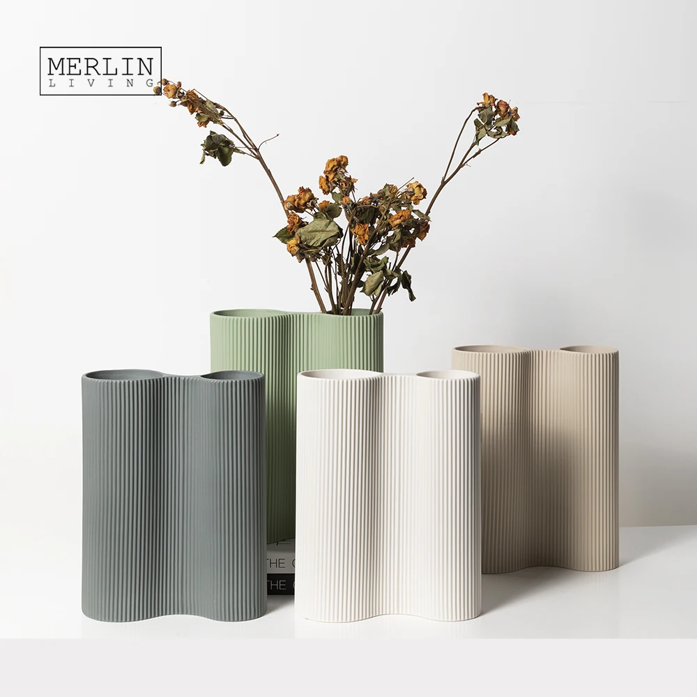 

Merlin Living Color Porcelain Vase Minimalist Line Flower Vase Decoration For Modern Home Decor Ceramic Vase