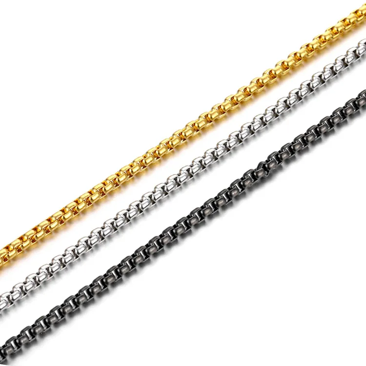 

Factory wholesale 316L stainless steel box link chains jewelry making necklace gold chain for men women