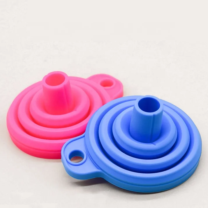 

wholesale Food Grade Silicone Collapsible Funnel Silicone Foldable Kitchen Funnel for Liquid Powder Transfer, Red, blue, pink, green