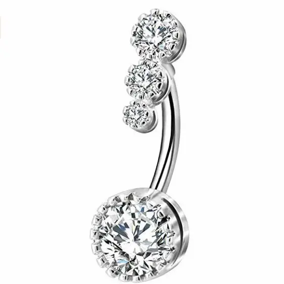 

Hot selling round zircon navel ring medical steel perforated jewelry