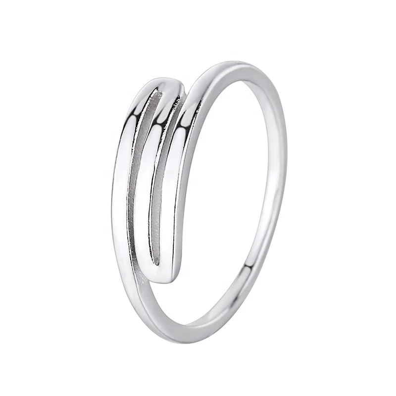 

Sterling Silver Extended Lines Irregular Couple Ring Female Romantic Lover Gift European American Japanese And Korean Simple