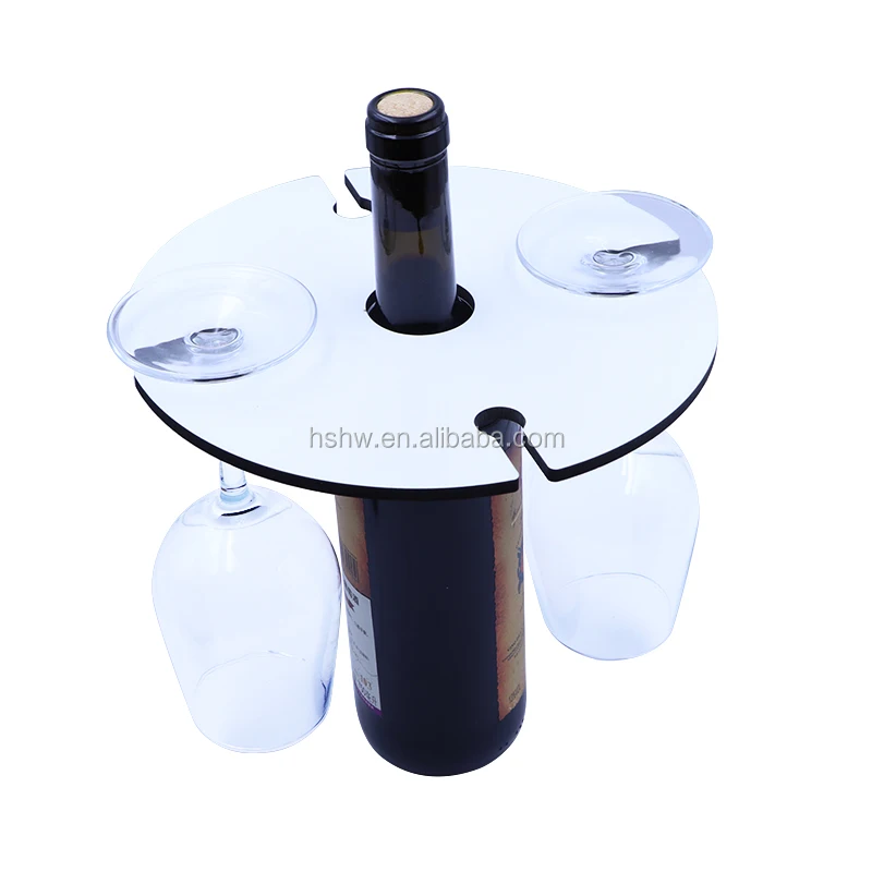 

Wholesale New Arrival Custom MDF Wine Caddy for Four Cup Wood Plate Blank Sublimation Wine Glass Holder, White