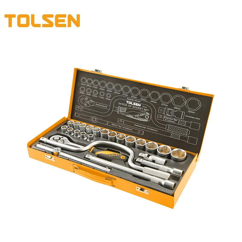 

TOLSEN 15141 24pcs Industrial 1/2" Box Spanner Tools Socket Set