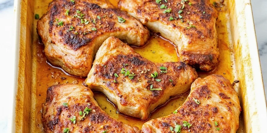 Finished ginger pork chops with side dishes
