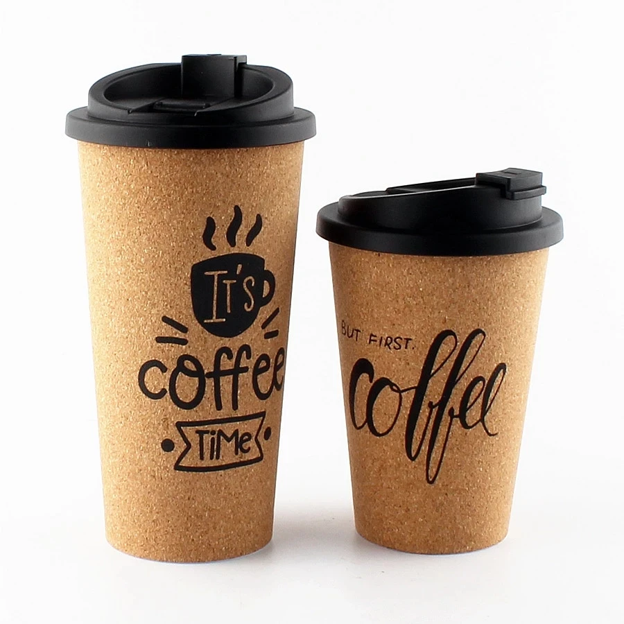 Reusable Bamboo Coffee Mug with Cork Eco Friendly bamboo fiber coffee cup with Leakproof screw lid for travel and work