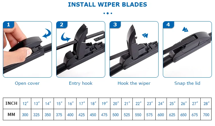 BW-802 Universal Frameless Wiper Blade - U-Hook (12"-28") thumbnail 3