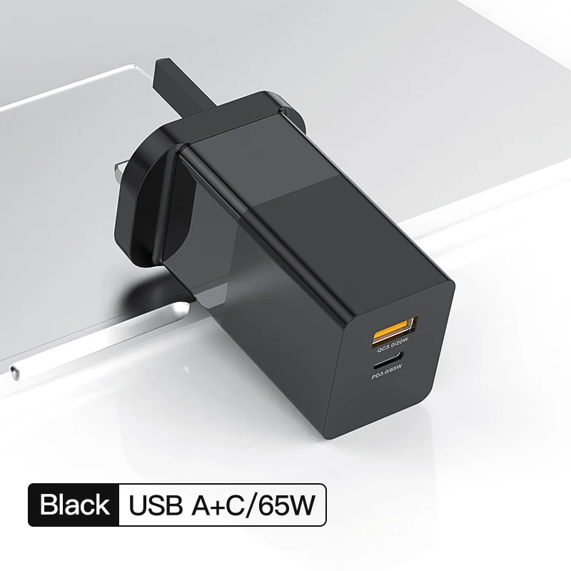 

British standard Gan charger pd65w 3-port Gan charger pd65w Notebook PC PD fast charging GAN 65W
