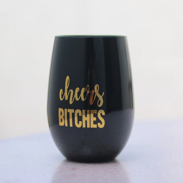 

8oz can print logo stemless wine glasses unbreakable turkish black wine glass
