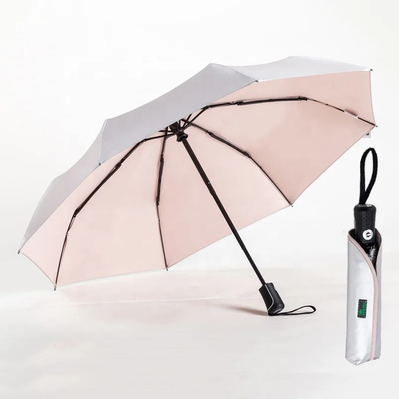 

Rounded Tips Lightweight Sunny and Rainy UV Blocking Sun 50 Protection 3 Fold Travel Market Umbrella with Custom Logo Prints