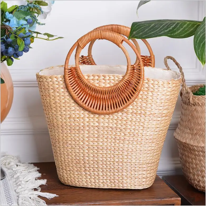 

OEM Straw Basket Handbag Women Summer Straw Beach Bags