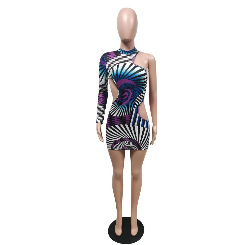 

GQ8051 woman club wear sexy dress backless print bodycon dress